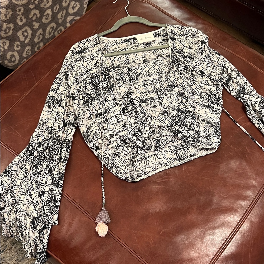 Anthropologie Black and White Patterned Blouse